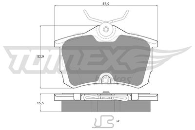 TX1451 TOMEX Brakes Комплект тормозных колодок, дисковый тормоз