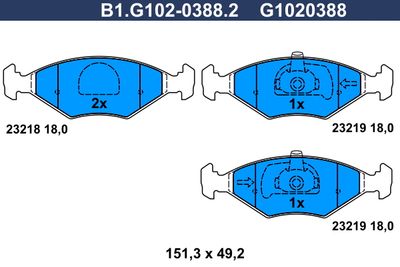 B1G10203882 GALFER Комплект тормозных колодок, дисковый тормоз