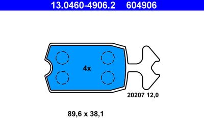 13046049062 ATE Комплект тормозных колодок, дисковый тормоз