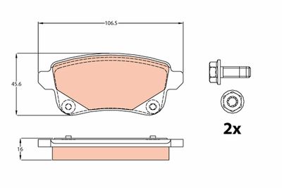 GDB2082 TRW Комплект тормозных колодок, дисковый тормоз