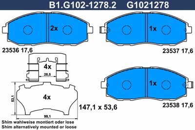 B1G10212782 GALFER Комплект тормозных колодок, дисковый тормоз