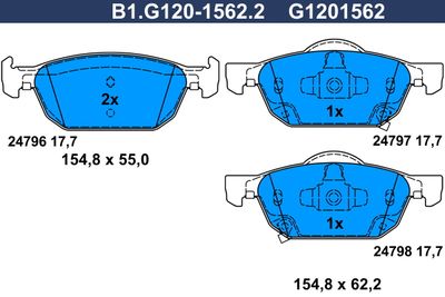 B1G12015622 GALFER Комплект тормозных колодок, дисковый тормоз