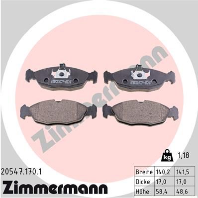 205471701 ZIMMERMANN Комплект тормозных колодок, дисковый тормоз