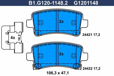 B1G12011482 GALFER Комплект тормозных колодок, дисковый тормоз