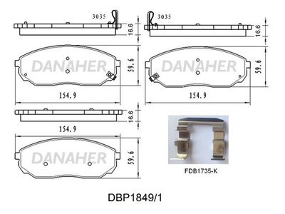 DBP18491 DANAHER Комплект тормозных колодок, дисковый тормоз