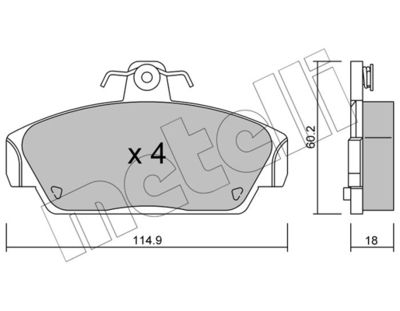 2201210 METELLI Комплект тормозных колодок, дисковый тормоз