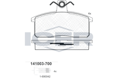 141003700 ICER Комплект тормозных колодок, дисковый тормоз
