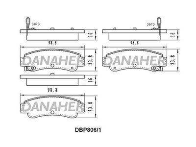 DBP8061 DANAHER Комплект тормозных колодок, дисковый тормоз