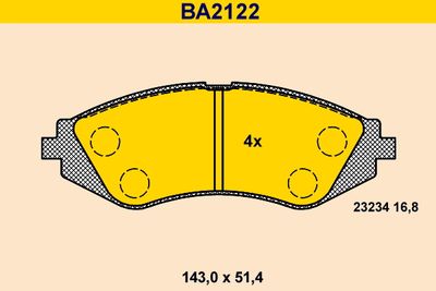 BA2122 BARUM Комплект тормозных колодок, дисковый тормоз