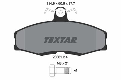 2086105 TEXTAR Комплект тормозных колодок, дисковый тормоз