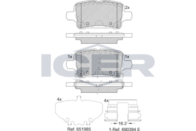 182326 ICER Комплект тормозных колодок, дисковый тормоз
