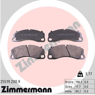 255192009 ZIMMERMANN Комплект тормозных колодок, дисковый тормоз