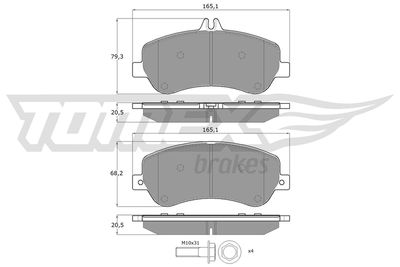 TX1670 TOMEX Brakes Комплект тормозных колодок, дисковый тормоз