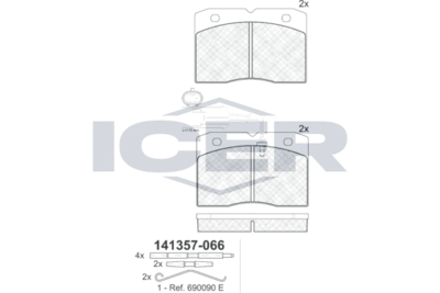 141357066 ICER Комплект тормозных колодок, дисковый тормоз
