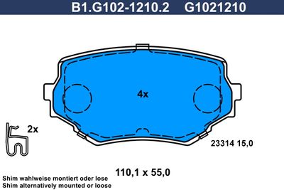 B1G10212102 GALFER Комплект тормозных колодок, дисковый тормоз