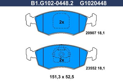 B1G10204482 GALFER Комплект тормозных колодок, дисковый тормоз