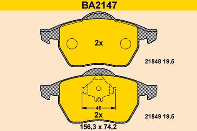 BA2147 BARUM Комплект тормозных колодок, дисковый тормоз
