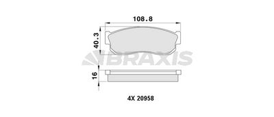AA0462 BRAXIS Комплект тормозных колодок, дисковый тормоз