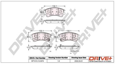 DP1010100074 Dr!ve+ Комплект тормозных колодок, дисковый тормоз