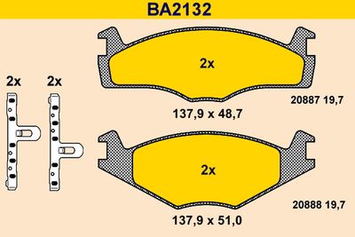 BA2132 BARUM Комплект тормозных колодок, дисковый тормоз