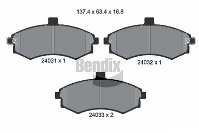 BPD2081 BENDIX Braking Комплект тормозных колодок, дисковый тормоз