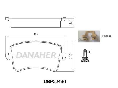 DBP22491 DANAHER Комплект тормозных колодок, дисковый тормоз