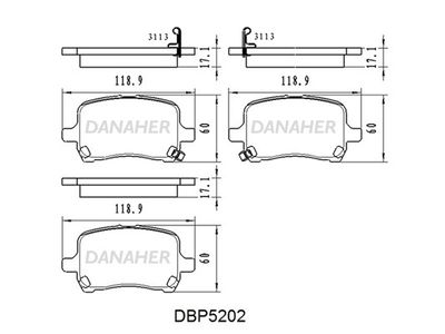 DBP5202 DANAHER Комплект тормозных колодок, дисковый тормоз
