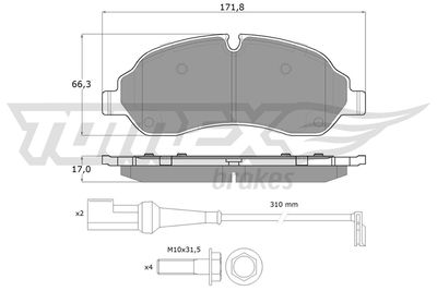 TX1804 TOMEX Brakes Комплект тормозных колодок, дисковый тормоз