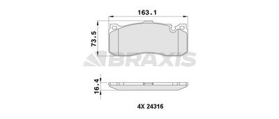 AA0437 BRAXIS Комплект тормозных колодок, дисковый тормоз