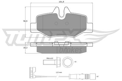 TX1513 TOMEX Brakes Комплект тормозных колодок, дисковый тормоз