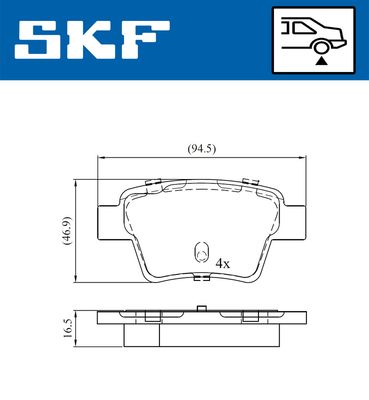 VKBP90172 SKF Комплект тормозных колодок, дисковый тормоз