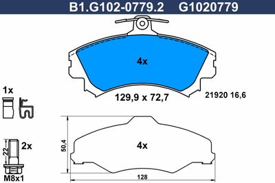 B1G10207792 GALFER Комплект тормозных колодок, дисковый тормоз