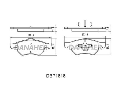 DBP1818 DANAHER Комплект тормозных колодок, дисковый тормоз