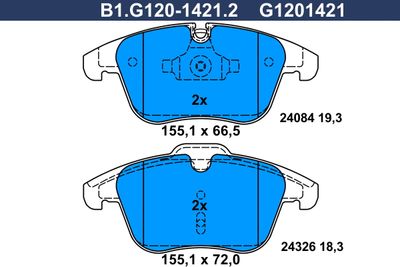 B1G12014212 GALFER Комплект тормозных колодок, дисковый тормоз