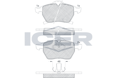 181218 ICER Комплект тормозных колодок, дисковый тормоз