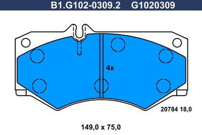 B1G10203092 GALFER Комплект тормозных колодок, дисковый тормоз