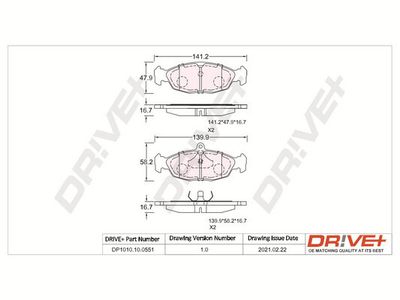 DP1010100551 Dr!ve+ Комплект тормозных колодок, дисковый тормоз