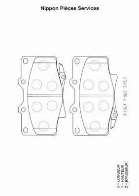 T360A55 NPS Комплект тормозных колодок, дисковый тормоз