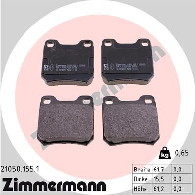 210501551 ZIMMERMANN Комплект тормозных колодок, дисковый тормоз