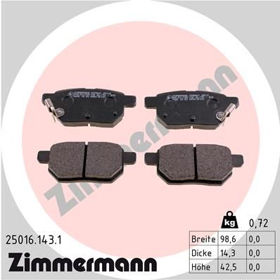 250161431 ZIMMERMANN Комплект тормозных колодок, дисковый тормоз