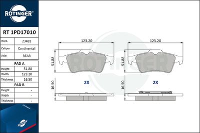 RT1PD17010 ROTINGER Комплект тормозных колодок, дисковый тормоз