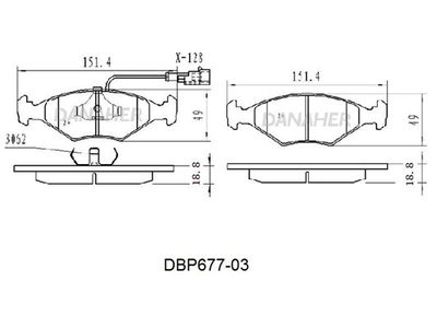 DBP67703 DANAHER Комплект тормозных колодок, дисковый тормоз