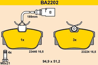 BA2202 BARUM Комплект тормозных колодок, дисковый тормоз