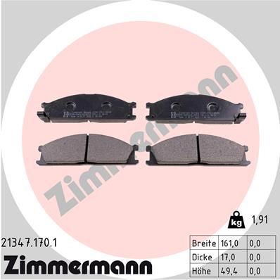 213471701 ZIMMERMANN Комплект тормозных колодок, дисковый тормоз