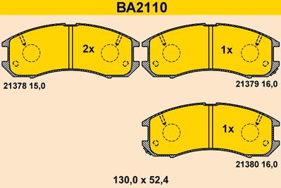 BA2110 BARUM Комплект тормозных колодок, дисковый тормоз