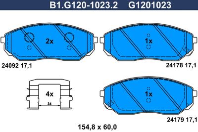 B1G12010232 GALFER Комплект тормозных колодок, дисковый тормоз