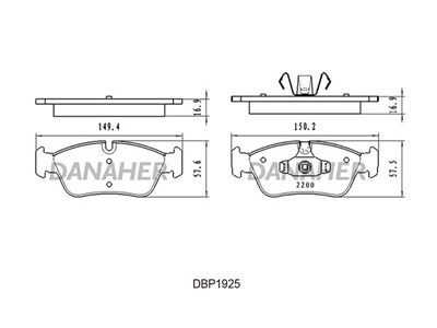 DBP1925 DANAHER Комплект тормозных колодок, дисковый тормоз