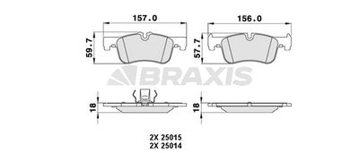 AA0210 BRAXIS Комплект тормозных колодок, дисковый тормоз