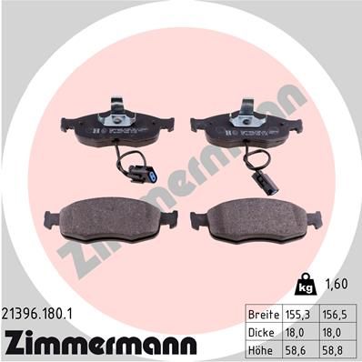 213961801 ZIMMERMANN Комплект тормозных колодок, дисковый тормоз