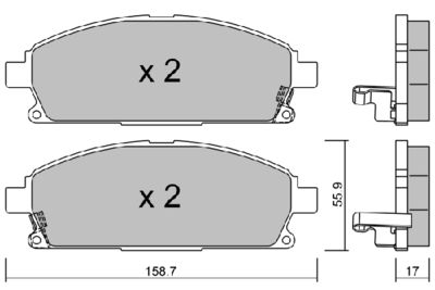 BPNI1915 AISIN Комплект тормозных колодок, дисковый тормоз